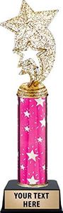 Crown Awards Glitter Star Rocket Trophies, Personalized Pink Glitter Star Rocket Trophy, Engraving Included Prime