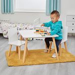 Liberty House Toys Kid's Table and Chairs Set, Engineered Wood, White and Pine, H440 x W600 x D600mm