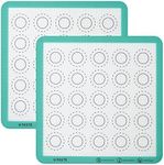 446ºF Heat Resistant Macaron Mat: U-Taste 11x11 Inch Non Stick Silicone Baking Mat, Reusable Cookies Pastry Sheet Liner with Edge Enhancement & Circle Measurement for Square Cake Pan (2 PCS, Aqua Sky)
