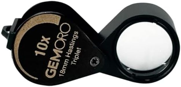GemOro Jewelers Loupe Magnifier | Black Hastings Triplet 10x Jewelry Eye Loop Magnifying Glass Monocle for Watch Repair Diamonds Coins Plants Gems Stamps Rings Earrings | Pocket Microscope (18mm)