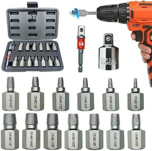 Greywolf 15 pcs Screw Extractor Set with 3/8 Inch Drive, Hex Head Multi-Spline Screw Easy Extraction Bolt Extractor Kit, Broken Bolt Extractor for Removing Broken, Rusted Bolts and Screws