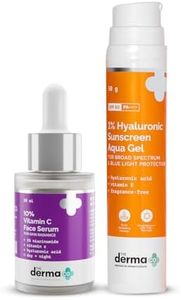 The Derma Co Glow & Protect Combo - 10% Vitamin C Face Serum (30 ml) + 1% Hyaluronic Sunscreen Aqua Gel (50 g)