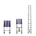 ClimbHigh Telescopic Ladder | Portable and Extension Aluminium Steps Ladder for Household and Outdoor | Anti-Slip Rubber Shoes (15 Steps)