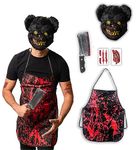 5 pcs Horror Bear Costume - Halloween Costumes For Men - Adult & Teen One Size Fits All - 2024 Trending Fancy Dress - UK Based Brand