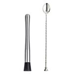 Bridge2Shopping Cocktail Bar Steel Muddler With Bar Mixing Spoon, Set Of 2 - 20.32 Cm