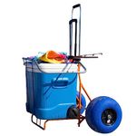 Folding Beach Cart with Balloon Wheels, Rolling Cooler Dolly with Big 13 Inch Large Sand and Beach Tires (Orange)