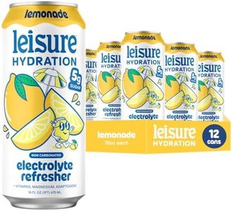 Leisure Drinks - Lemonade Electrolyte Drink [Electrolyte Refresher - 16oz Cans, 12pk] - Low Sugar Lemonade Hydration Drink - Healthy Hydration Packed w/ Magnesium & Ashwagandha For Mood & Stress Support