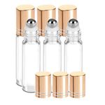 JamHooDirect 10ml Essential Oils Roller Bottles, Empty Refillable Transparent Glass Roll on Bottles with 1 Opener & 1 Dropper, Perfect for Aromatherapy, Fragrance, Perfume (6Pcs)