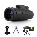 Cezo 12x50 Monocular for Adults Kids,HD Monocular Scope for Gifts Monocular Telescope for Smartphone Watching Birds Hiking,Concert,Travelling- Black