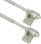 Magnetic Curtain Rods for Metal Doors，No tools required,Multi-Use Adjustable Appliance for Windows Iron Steel Places，09-16 Inch，2 Pack,Nickel