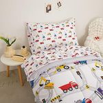 Viviland Boys Toddler Bedding Set, Car Truck Comforter Sets with Bed Sheets, 4 Pieces Toddler Bed in A Bag