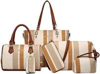 2E-youth Designer Purses and Handbags for Women Satchel Shoulder Bag Tote Top Handle Bag, 2f-stripe-khaki, Large