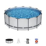 Round Portable Swimming Pool Metal Frame with Filteration System (13ft x 4ft(Filter,Ladder & Pool Cover)) (5618W)