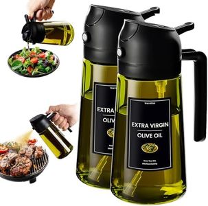 CXINYI - 16oz/470ml Olive Oil Dispenser for Kitchen with Stickers - 2 in 1 Olive Oil Sprayer for Cooking, Air Fryer, and Salad, 2 Black (Light-Proof Kitchen Gadget)