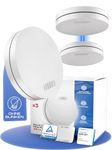 ALPENLUFT Smoke Detector Wireless interlinked 10 Year Battery, Smoke Alarm & Heat Detector 2in1, Fire Alarm, Fire Detector, fire alarms for home | No Drilling, No LED Flashing (Set of 3)