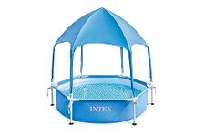 INTEX 28209EP Canopy Metal Frame Above Ground Swimming Pool: 6ft x 15in – Built-in Canopy Sprayer – Puncture-Resistant Material – Easy Assemble – 185 Gallon Capacity