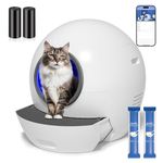 ELS PET Self Cleaning Cat Litter Tray with 2pcs cat Litter, Automatic Cat Litter Box with Door, Max. 60L Smart Robot Litter Tray with APP Remote Control & Safety Protection, Closed Cat Toilet