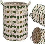 Bins & Things | Large Storage Toy Box Bin - Light Green Leaf Pattern - Baby Laundry Basket Bin - Lightweight and Collapsible Clothes Hamper Organizer for Home, Dorm, Bedroom, Closet, and Nursery Home