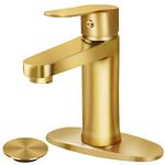 SOKA Brass Bathroom Faucet Chrome Bathroom Sink Faucet Gold with Pop-up Sink Drain Stopper & Deck Plate 1 or 3 Hole Bathroom Faucet Single Handle Bathroom Faucet Single Hole RV Bathroom Faucet