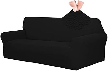 Easy-Going Stretch Jacquard Couch Cover, 1-Piece Soft Sofa Cover, Sofa Slipcover with Anti-Slip Foams, Washable Furniture Protector for Kids, Pets (Sofa, Black)