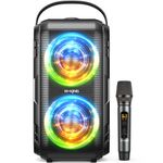 Bluetooth Speaker with Wireless Microphone, W-KING 80W Portable Loud Party Bluetooth Speaker-2 Full Range Drivers/Deep Bass, 105dB Sound, Karaoke Machine for Adults/Kids with Lights/IPX5/U-Disk/TF/AUX