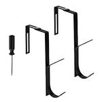 2pcs Adjustable Cubicle Wall Hooks, Metal Cubicle Coat Hooks Cubicle Hangers with a Cross Screwdriver Universal Partition Hanger Set for Panels of 1.37-3.7in Thickness (Black)