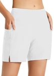 BALEAF Women's 5" Quick Dry High Waisted Swim Board Shorts UPF 50+ Swimsuit Bottom Trunks with Liner White M