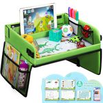 LenbestKidTravelTray - Car Seat Tray for Kids - Multifunctional with Transparent Erasable Surface & Large Storage Space - Travel Games