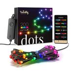 Twinkly Dots - Flexible LED Fairy Lights String with 200 RGB LEDs - Indoor and Outdoor Lighting - App-Controlled, Black Wire, 10m