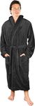 NY Threads Luxurious Men's Shawl Collar Fleece Bathrobe Spa Robe (Large/X-Large, Grey)