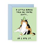 60th Birthday Cards For Dad - Funny Cat Birthday Card For Grandpa Grandma - Mom Birthday Card Age Sixty - Comes With Fun Stickers - Made In The UK By Central 23