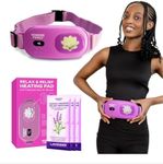 Portable Heating Pad for Period Cramps - Cordless Heating Pad for Women's Back & Belly - 3 Heat Modes, 4 Vibration Types - Small Pink Period Belt for Menstrual Cramp Relief - 3 Lavender Patches On Top