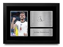 HWC Trading FR A4 Jordan Henderson England Gifts Printed Signed Autograph Picture for Football Fans and Supporters - A4 Framed