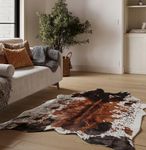 NativeSkins Faux Cowhide Rug - Large (140cm x 200cm) - Cow Print Rug, Animal Hide Rugs, Cowhide Rugs for Living Room (Brown)