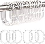 Resze 48 PCS Shower Curtain Rings,Plastic Clear Shower Curtain Hooks,C-Shaped Rings Hook Hanger Bathroom Shower Window Rod