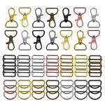 Yolev 56 Pieces Keychain Bulk,Swivel Clasps Snap Hooks Lobster Claw Clasp with D Rings Slide Buckles Key chain Ring Hook for Purses Keychain Lanyard Handbags