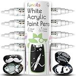 Funcils 4 Dual Tip White Acrylic Paint Pens - Extra Fine Tip & Medium - White Acrylic Paint Markers for Metal, Rocks, Canvas, Wood, Ceramic, Glass, Fabric, Plastic - Acrylic Markers for Kids & Adults