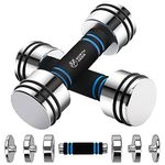 Steel Dumbbells 2.5kg Pair (1.5kg/2kg/2.5kg) Ultracompact Adjustable Chrome Dumbbell Set Women with Foam Handles Home Gym Workout (2×2.5kg)