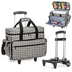 Teamoy Sewing Machine Trolley Bag, Detachable Trolley Case on Wheels with Bottom Wood Pad, Compatible with Singer, Brother and Most Standard Machines and Accessories, Dots(BAG ONLY)