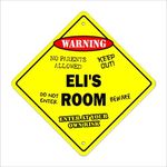 Eli's Room Sign Crossing Zone Xing | Indoor/Outdoor | 12" Tall Plastic Sign kids bedroom decor door children's name boy girl