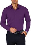 COOFANDY Mens Dress Shirt Wrinkle Free Long Sleeve Button Down Shirts Formal Business Shirts Purple