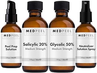 MedPeel Alpha & Beta Hydroxy Acid Essential Peel Kit, 20% Salicylic and 50% Glycolic, Includes 2 Peels, Prep and Neutralizer, Medium Strength Chemical Face Peels, 1oz/30ml (Kit of 4)