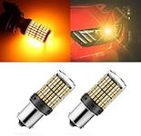 2Pack 1157 LED Brake Light Bulb, 12V-24V BAY15D Replacement Light Bulb for Reverse Brake Tail Running Parking, 144SMD 3014 Chipset Backup Turn Signal Lights, Universal for Car RV Trailer Boat (Yellow)