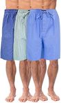 Andrew Scott Men's Soft Poplin Woven Pajama & Sleep Jam Cargo Short Lounge Pants | Multi Packs, 3 Pack -Blue Tone Plaids, 3X-Large