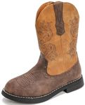 PPXID Kids Cowboy Boots Boys Girls Mid Calf Under Knee High Western Boots Brown 3.5 UK