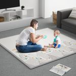 ZEEBABA Baby Play Mat, 59"x59" Foldable & Reversable Large Baby Mat, 0.4" Thick Waterproof Foam Play Mat, Baby Activity Tummy Time Mat, Non-Toxic Foam Play Mat for Babies and Toddlers, for 59"Playpen