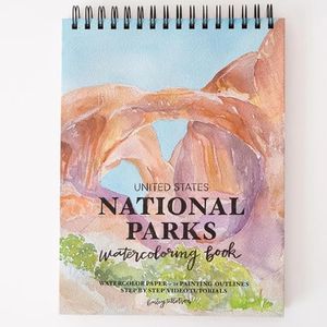 National Parks Watercoloring Book - Adult Coloring Workbook for Watercolor Painting - 21 Easy Outlines on Premium Paper - Includes Video Tutorials - Beginner Nature Outlines