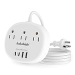 Australia Power Plug Adapter, New Zealand Power Adapter with 3 American Outlets 4 USB Ports (2 USB-C) Total 24W, Type I Plug Adapter and Outlet Converter for USA to Australia, Argentina, China, 4.2FT