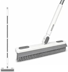 SOPAMI Grout Cleaner Brush with Long Handle, V-Shaped Floor Scrub Brush Swivel Grout Brush Stiff Bristle Floor Grout Scrubber for Bathroom, Tile Line, Crevice, Kitchen, Wall, Deck, Garage