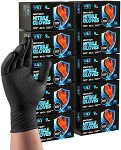 nitroshield 9mil Heavy Duty Disposable Nitrile Gloves, Black Large 800Pcs -Chemical Resistant, Latex & Powder Free Rubber Gloves Diamond Texture for Automotive, Mechanics, Cooking,BBQ, Industrial Use